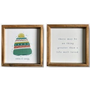 Decocrated Wood Sign Reversible Life Well Loved Beanie Warm & Comfy